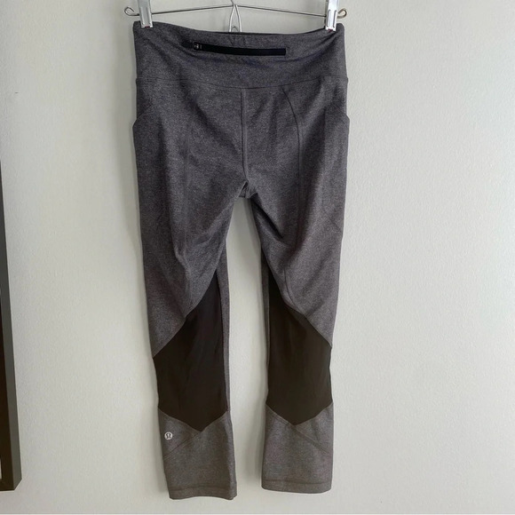 LULULEMON Pace Rival Crop *22" Heathered  Black / Black Size 4 - Picture 6 of 15